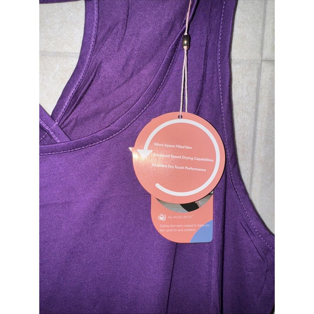 NWT AS ROSE RICH Workout Tank Women Yoga Crossover Racerback M Deep Purple - Picture 4 of 6